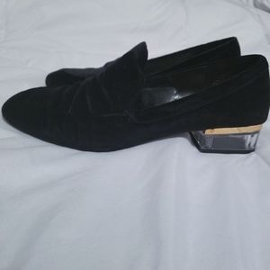 Velvet Loafers clear block heel nine west